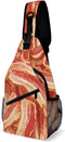 Generic Raw Bacon Crossbody Sling Bags Travel Chest Bag Casual Shoulder Backpack 38x20cm