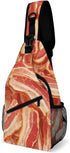 Generic Raw Bacon Crossbody Sling Bags Travel Chest Bag Casual Shoulder Backpack 38x20cm