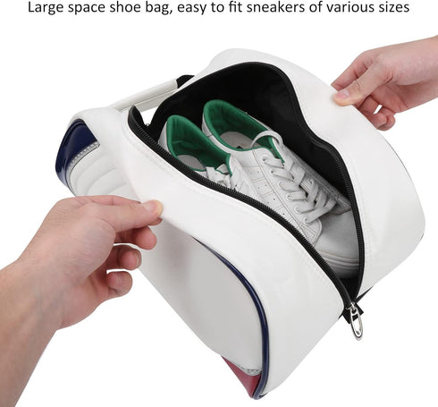 Qiilu White PU Leather Shoe Bag, Dustproof Storage Carrier Bag for Home Travel