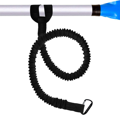 Kayaking Paddle Leash Tether, Stretchable Coiled Lanyard for Kayak, Paddle, Fishing Rod, Extends to 59 inches (Black)