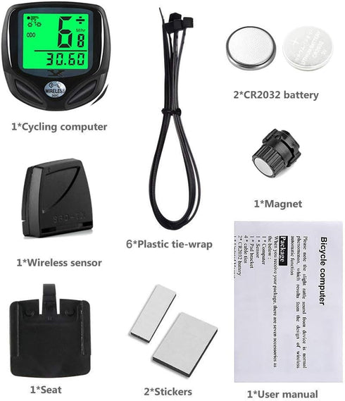 YS Wireless Waterproof Bicycle Speedometer & Odometer with LCD Display