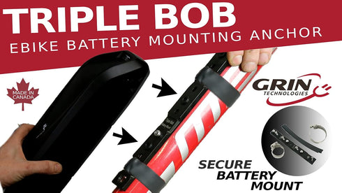 Grin Technologies Triple Bob Ebike Battery Anchor Bracket Mount - Secure Downtube Battery Mounting Anywhere on The