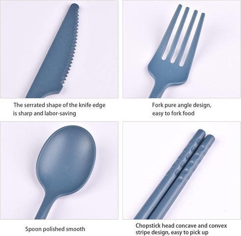 Travel Utensils with Case, Reusable Camping Utensil Set, Plastic Cutlery Set for Picnic, Camping or Daily Use