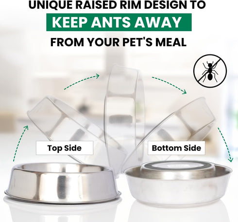 ICONIC PET 16 oz/2 Cup Stainless Steel Non Skid Pet Food/Water Bowl - Noise Free, Ant Resistant Dog/Cat Feeding Bowl