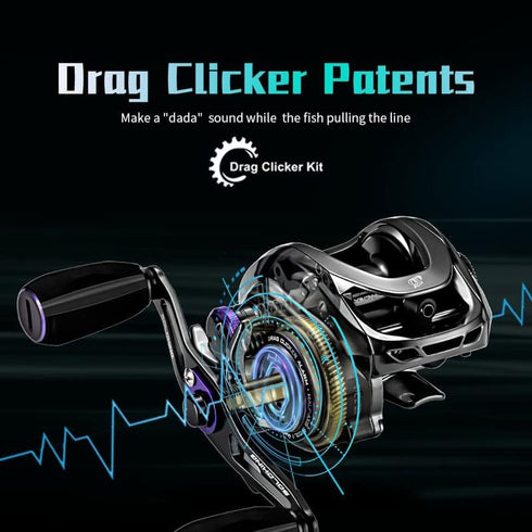 GKA200 Baitcaster Reels Fishing Reels 6.4/7.2 Gear Ratio, 9KG/20LB Max Drag, 7+1BB Left/Right Hand