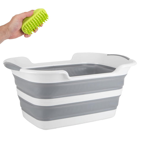 Gigco21 Collapsible Pet Bathtub with Water Drainage Hole and Plug - Foldable Plastic Basket, Wash Basin, Washing