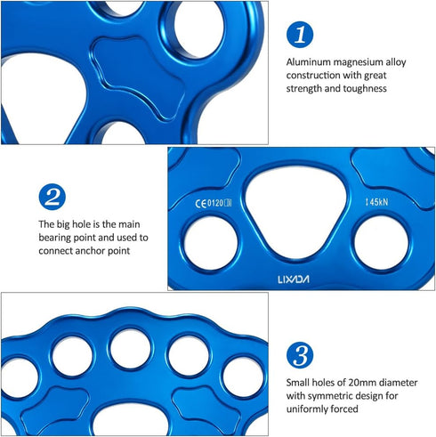 Lixada Paw Rigging Plate 45KN - Large Anchor Multipliers Connector Gear for Aerial Dance & Rock Climbing