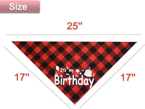 Dog Birthday Bandana Scarf with Cute Bling Hat - Pet Party Supplies for Small Medium Large Dogs (Red)