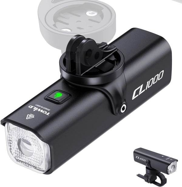 TOWILD Bike Lights for Night Riding, Waterproof Bike Front Light, Rechargeable Battery, Compatible with Garmin/GoPro