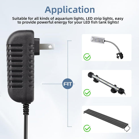 Aquarium Light LED Power Adapter AC 100-240V DC 12V 2A Replacement Power Supply Converter with Indicator Light