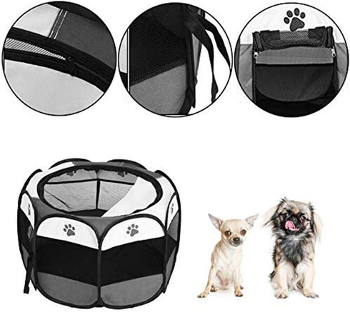 Pet Playpen: Foldable Dog Playpens, Portable Exercise Kennel Tent for Puppies/Dogs/Cats/Rabbits, Large Indoor Outdoor