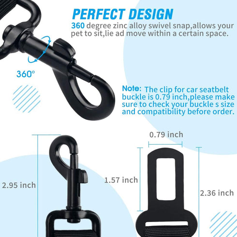 COOYOO Dog Seat Belt - 3 Piece Set Adjustable Retractable Car Harness for Pet Safety