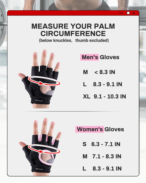 VINSGUIR Workout Gloves for Men and Women, Weight Lifting Gloves with Excellent Grip, Lightweight Gym Gloves