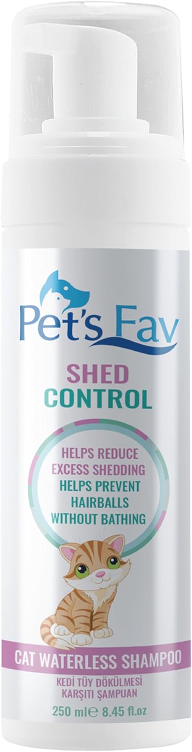 Cat Waterless Shed Control Shampoo, No Rinse Dry Shampoo for Shedding Kitties, Pet Grooming Supply