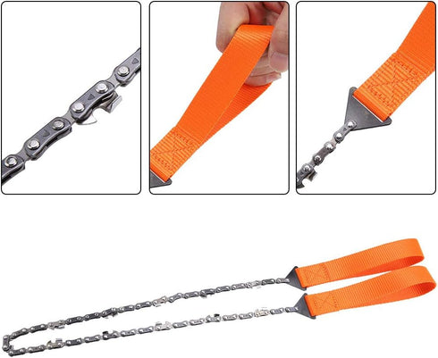 Portable Handheld Survival Chain Saw, 24.8inch High Reach Rope Chain Saw with Storage Bag for Camping