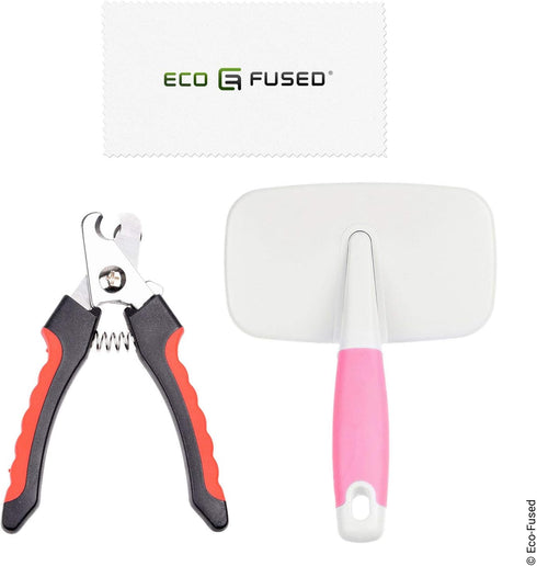 Slicker Brush and Nail Clippers for Dogs, Cats, Essential Grooming Tools for Claw Care and Trimming