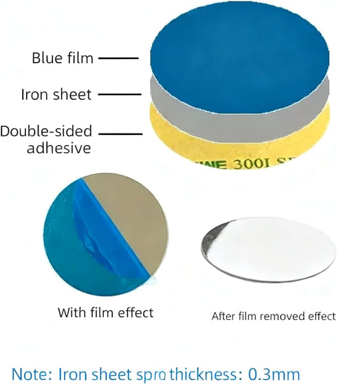 Feuvois Sheets,2 Adhesive Metal Discs for Magnets,Metal Stickers for Magnets,Round Disk Iron Magnetic Round Adhesive