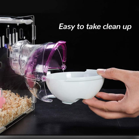Small Animal Bath House, Acrylic Hamster Bathroom Cage Toilet Bathtub Sand Bath Container, Removable, Suitable for