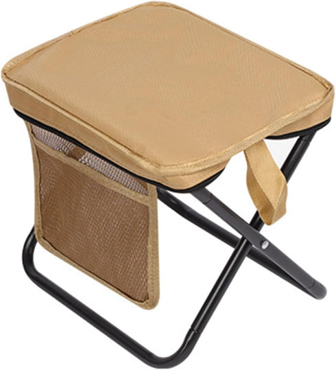 Aymzbd Folding Camping Stool with Side Pocket Portable Small Foldable Chair Footrest for