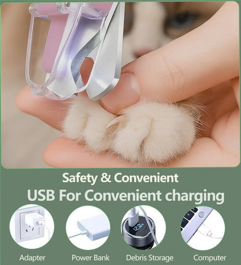 Zoxalru 2-in-1 2 Trimmer Dog Nail Clipper & Nail Grinder with LED Lights Splash Guard for Large Medium Small Cats Dogs