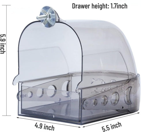 Bird Bath Cage, Cleaning Pet Supplies Cockatiel Bird Clear Bathtub with Bottom Drawer for Little Birds