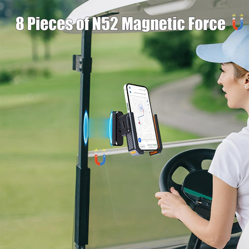 Tiiyee N52 360 Magnetic Golf Cart Phone Holder, Golf Cart Phone Mount Phone Caddy Magnet Base Rotatable Essentials Gift