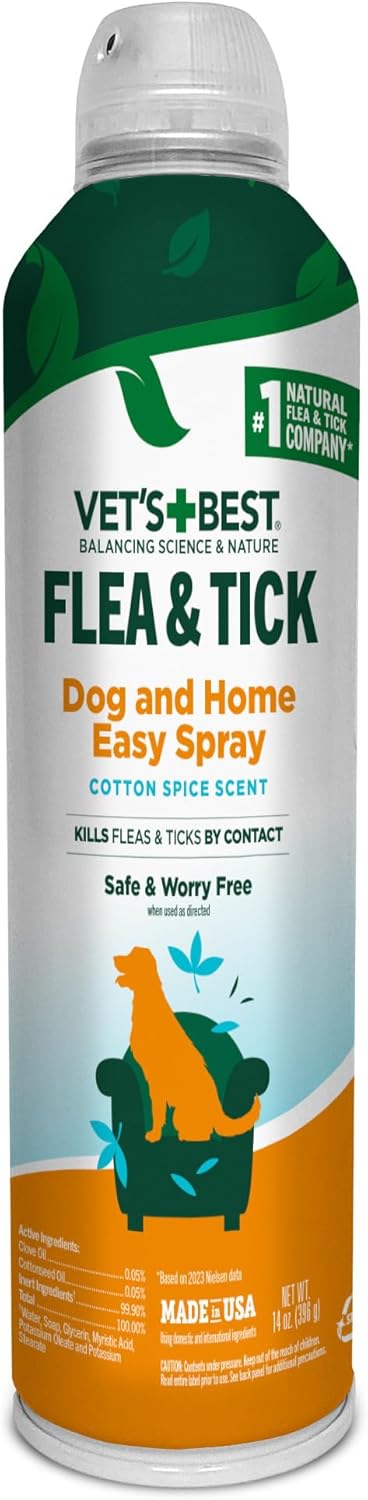 Vet’s Best Flea & Tick Dog Easy Spray - Natural Cotton Spice Scent, 14oz Flea & Tick Prevention