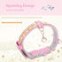 PetsHome Bling Rhinestones Cat Collar, Premium PU Leather with Pendant Adjustable Collars for Big Cat and Small to