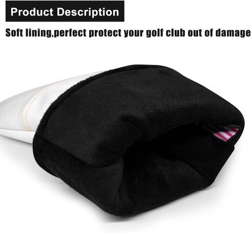 Golf Headcovers for Driver, Fairway, Hybrid, Blade, Mallet Putter Cover, Premium Leather Waterproof Design