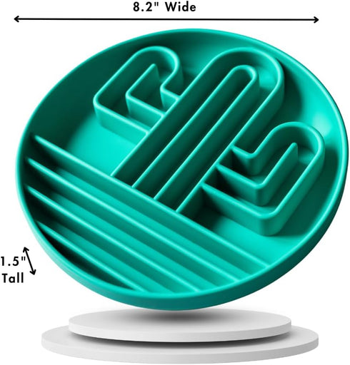 Cactus Slow Feeder Dog Bowls - Silicone Non-Slip Puzzle Bowl for Large Medium Small Breeds