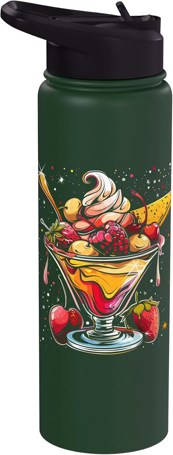 Ice Cream Enthusiast T-Shirts and Presents Ice Cream Sundaes Graphic Gelato Sorbet Stainless Steel Insulated Water Bottle