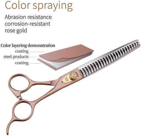 Fenice Peak Thinning Shears for Dogs and Cats, Professional 440C Stainless Steel Trimming Scissors 7.5''