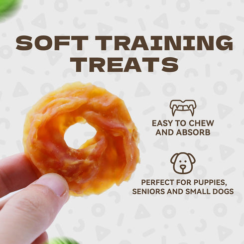 10.58oz Chicken Rings Dog Treats, Natural Chicken Breast Jerky Rawhide-Free Soft Chews Healthy Dog Training Treats