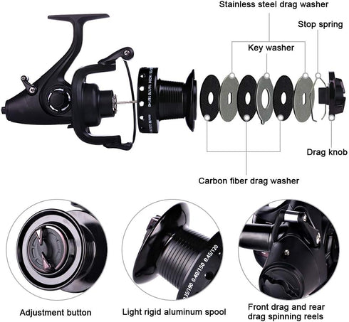 Sougayilang Spinning Fishing Reel - 12+1BB Metal Body Smooth Carp Spinning Reels
