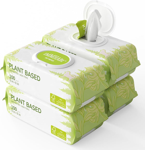 400 Unscented Dog Wipes for Paws and Butt - Plant Based Hypoallergenic Cleansing & Deodorizing Puppy Wipes