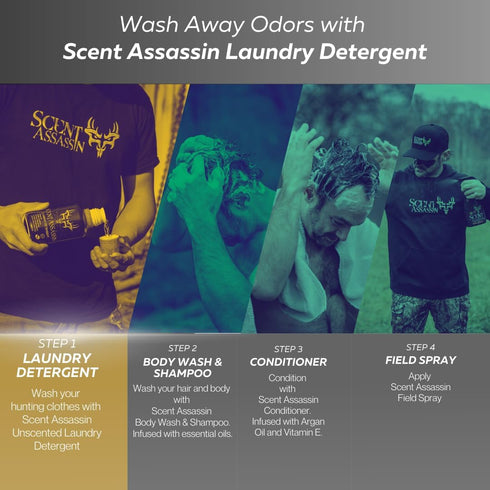 16oz Scent Assassin Laundry Detergent - Unscented - - Scent Free Laundry Detergent - Hunting Detergent - Hunting Scent