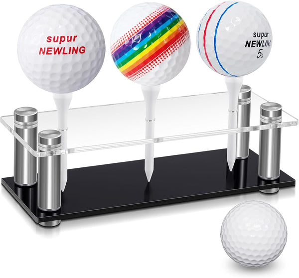 Realspring Acrylic Metal Golf Ball Display Case Golf Ball Holder with Black Base