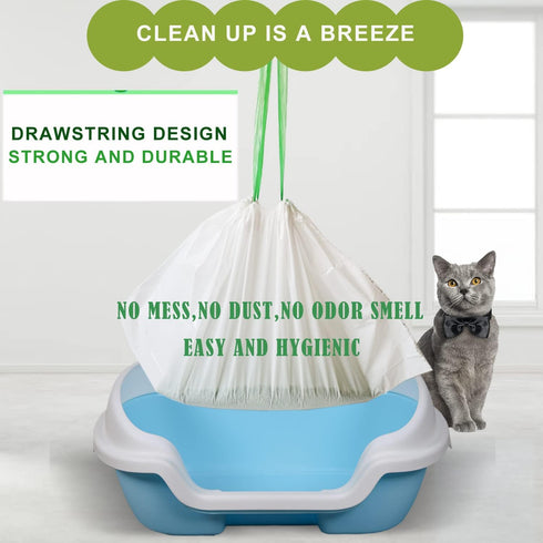 mavere 30 Count 4 41" 18" Jumbo Cat Litter Box Liners - Extra Large Drawstring Bags, Mils Thickness Pan Liner for Pet