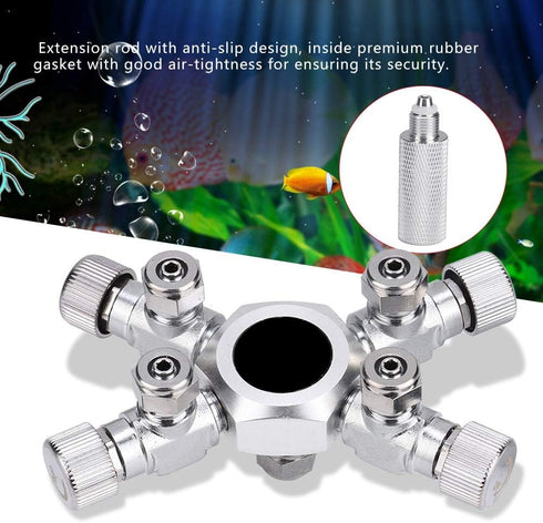 TOPINCN Fish CO2 Splitter Regulator, Aluminum Alloy with 6 Way Outlets for Aquarium