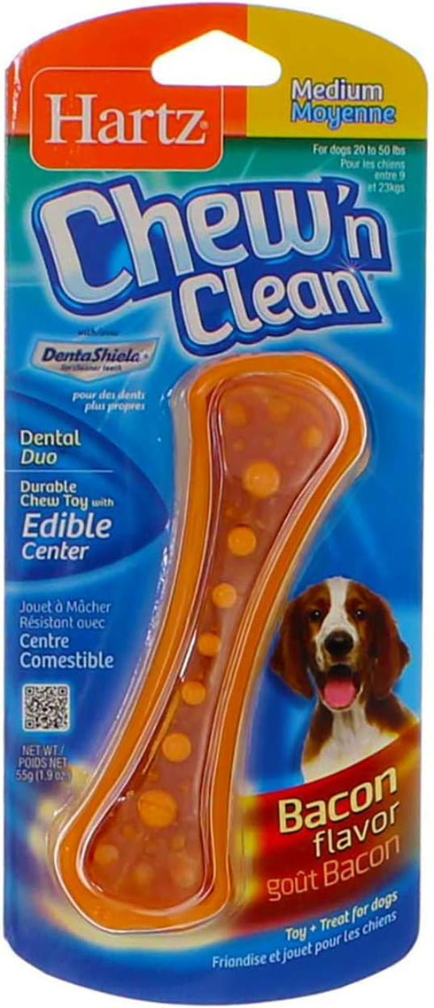 Hartz Chew N' Clean Dental Duo Dog Chew Toy - Bacon Flavor, Medium