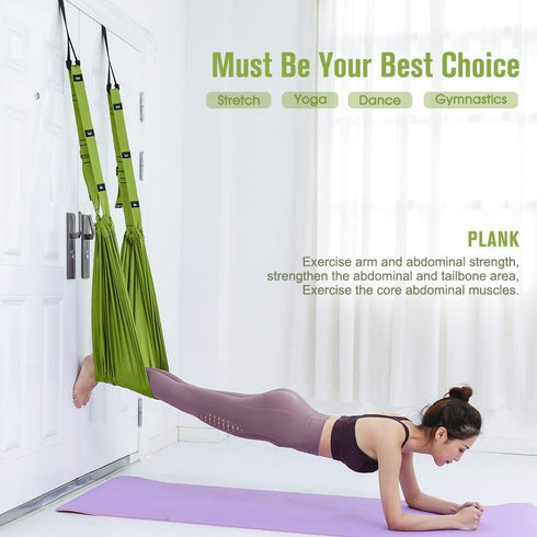 Yoga Stretching Strap - Adjustable Height Leg Stretcher, Waist Back Stretch Band for Aerial Yoga, Flexibility Trainer