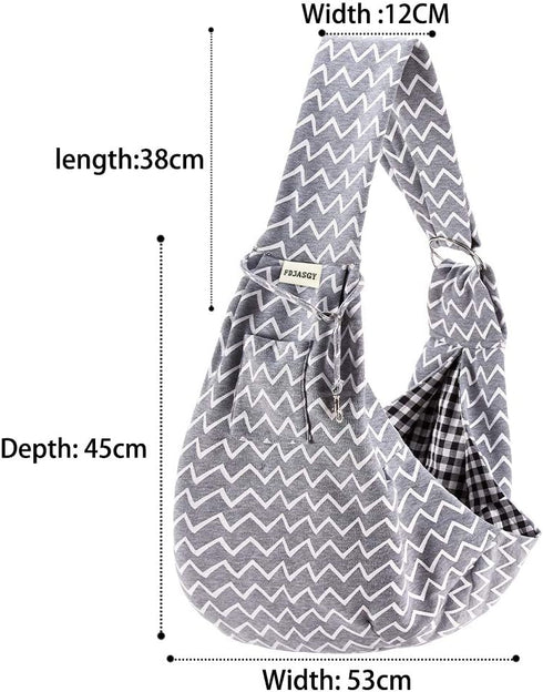 FDJASGY Small Pet Sling Carrier - Hands Free Reversible Tote Bag with Pocket Safety Belt for Dog Cat Outdoor Travel
