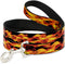 Flames Dog Leash, Vivid Black Orange, 6 Feet Long, 0.5 Inch Wide