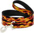 Flames Dog Leash, Vivid Black Orange, 6 Feet Long, 0.5 Inch Wide
