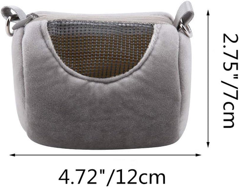 Wontee Portable Cylinder Carrier Bag for Dwarf Hamster, Warm Outdoor Bag with Adjustable Shoulder Strap (Grey)