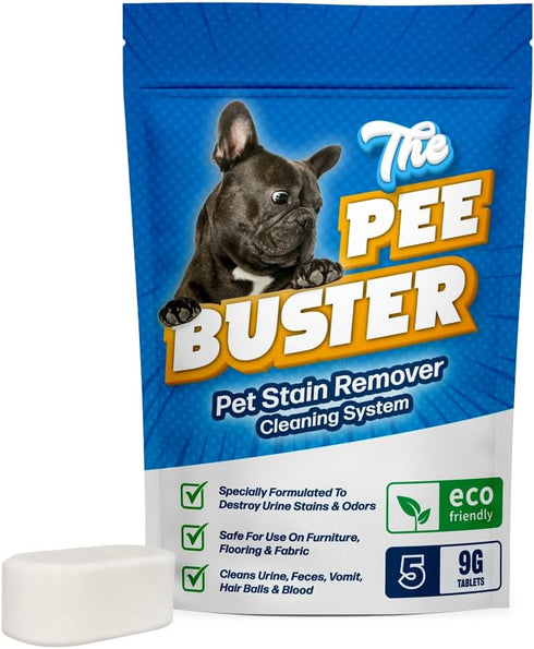Generic 5 The Pee Buster Pet Stain Remover - Cleaning Spray for Dog and Cat Urine with Cleaning Tablets