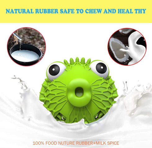 Dog Toy for Aggressive Chewers, Tough Natural Rubber with Squeaker & Crinkle Paper, Durable Teeth Cleaning Toys