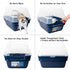 Petfamily Large Foldable Jumbo Hooded Cat Litter Box - Transparent Lid, Navy Blue