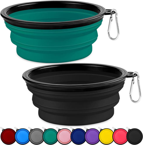 Collapsible Dog Bowls - 2 Pack Large Size for Dogs, Portable Water Bowl for Outdoor Hiking & Traveling