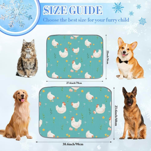 imiBBWQu Summer 27" 22" Cooling Mat for Dogs Hen Eggs Green Flowers Cooling Mat Washable Pet Dog Ice Pad Dog Ice Bed